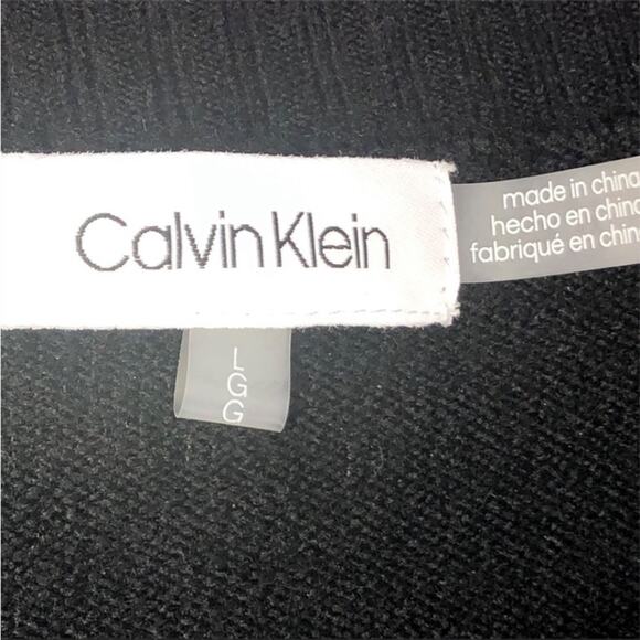 Calvin Klein Black Scoop Neck Gold Buttons Sweater SzL Long Sleeves & Loose Fit - Picture 10 of 13